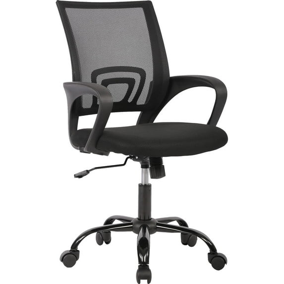 JONPONY ERGONOMIC OFFICE CHAIR LUMBAR SUPPORT ADJUSTABLE HEIGHT ARMRESTS - BLACK