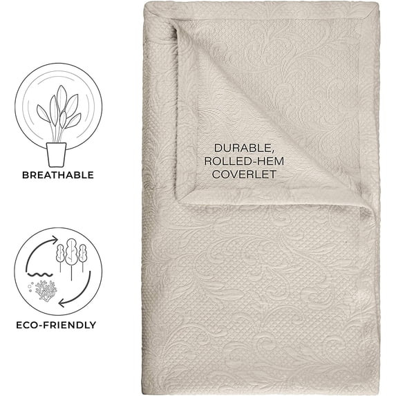 ROYAL BOROUGH LUXURIOUSLY-TEXTURED MATELASSE 3 PC  (FULL/QUEEN) - BEIGE