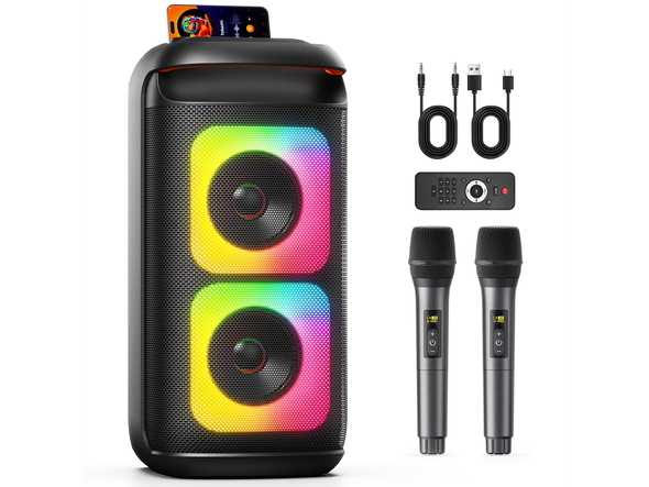JYX Party Speaker, Portable Karaoke Machine, Dual Sub, Wireless Outdoor Speakers