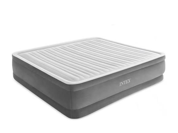 Intex 18" Inflatable Elevated Comfort Airbed Built-In Pump King Open Box New