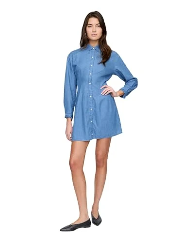 GAP Women's Fit and Flare Mini Shirtdress, Medium Wash, XX-Large