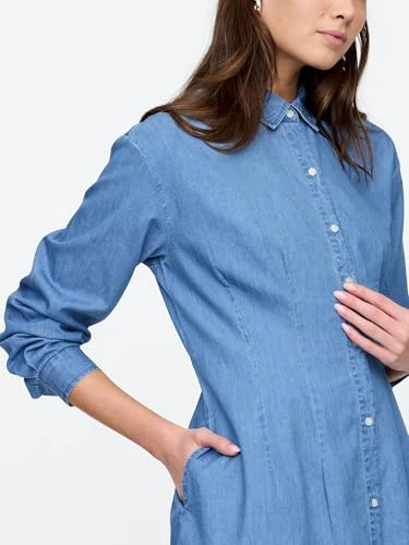 GAP Women's Fit and Flare Mini Shirtdress, Medium Wash, XX-Large