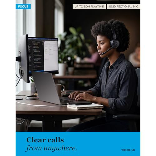 TREBLAB WIRELESS BLUETOOTH HEADSET, BLUETOOTH 5.3, 40MM DRIVERS, C7-PRO - BLACK