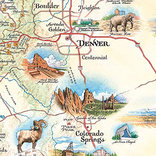 Colorado Map Wall Art Poster - Authentic Hand Drawn Maps New