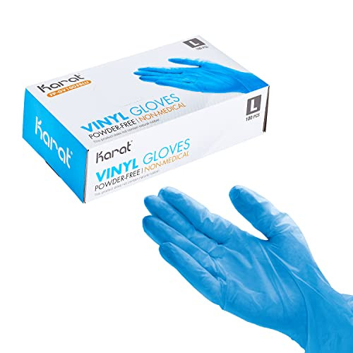 Karat Vinyl Powder-Free Gloves (Blue) - Case of 1000 (Large) New