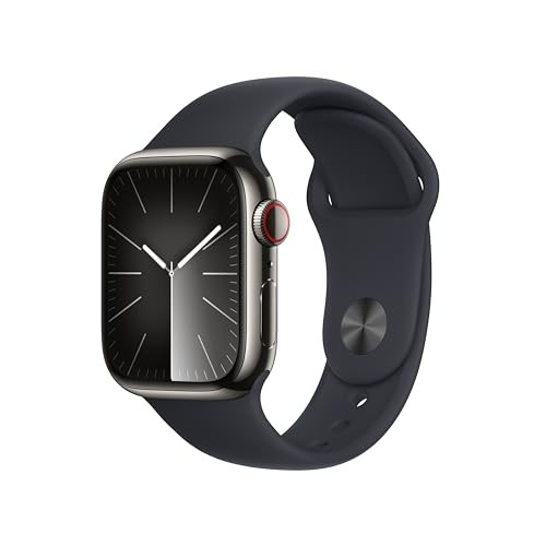 APPLE WATCH 9 GPS LTE 41MM GRAPHITE STAINLESS STEEL MIDNIGHT BAND 10