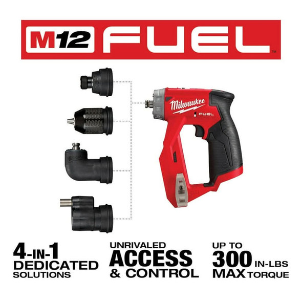 MILWAUKEE M12 FUEL 12V LITHIUM-ION 3/8 IN DRILL DRIVER 4 TOOL TOOL-ONLY - RED