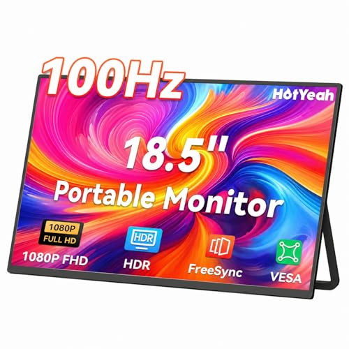 HotYeah Portable Monitor 18.5" 1080P 100Hz 125% sRGB Travel Laptop Monitor