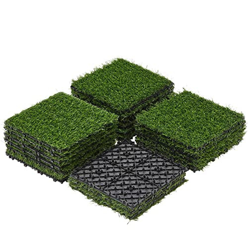 Yaheetech 12" x 12" Artificial Grass, Tiles Interlocking, 27 Pack - 27YJ001 New