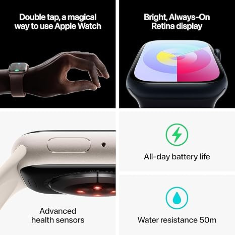 APPLE WATCH SERIES 9 GPS + LTE 41MM SILVER STAINLESS STEEL CASE STORM BLUE BAND