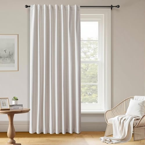 ZYVOLA 100% BLACKOUT CURTAINS 90 INCH LENGTH 1 PANEL FAUX LINEN LONG DRAPES