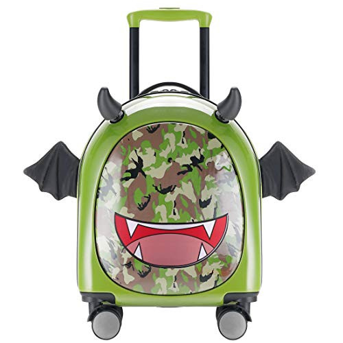 GinzaTravel 16" Children's Suitcase No. 2 Little Devil Series B09ZTV4RH3 - Green New