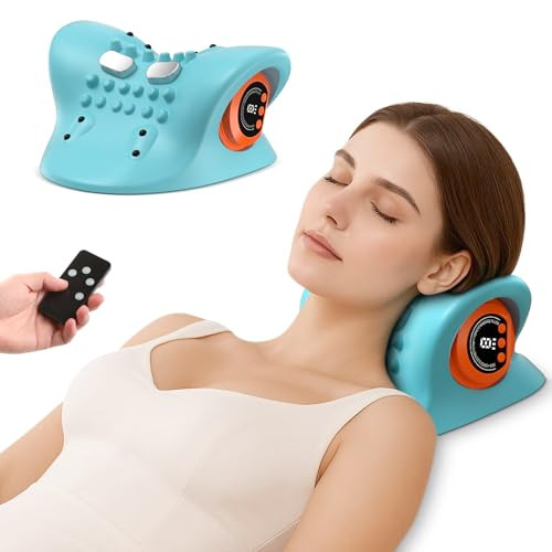 HARRFLOW NECK MASSAGER PORTABLE NECK TRACTION DEVICE,CERVICAL HEATING TURQUOISE