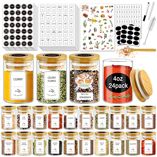 SLifeJars Bamboo Lids Glass Jars 32 oz 8 pcs Storage Containers B0B65M9DKK New