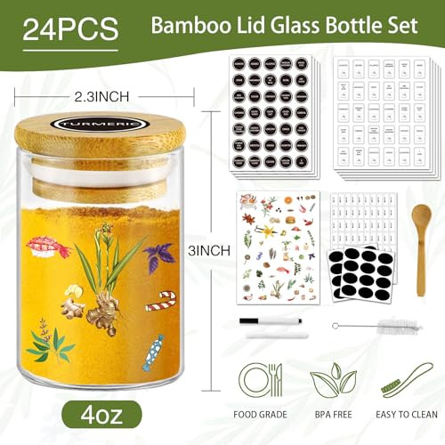 SLifeJars Bamboo Lids Glass Jars 32 oz 8 pcs Storage Containers B0B65M9DKK New