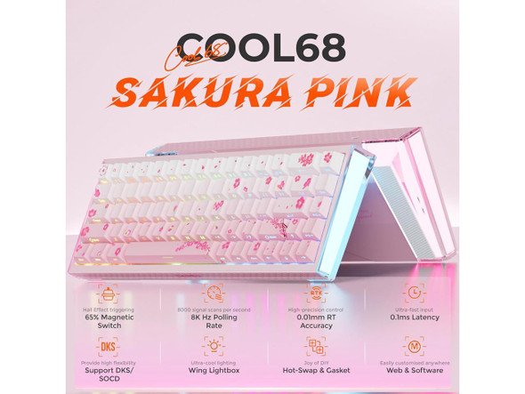 DAREU COOL68 65% Wired Gaming Keyboard, Rapid Trigger Magnetic Switch Keyboard