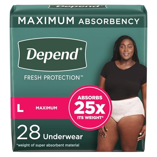 Depend Fresh Protection Disposable Female Waistband Large, 56 Ct, 53743 New
