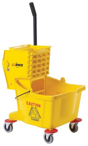 Winco Commercial Mop Bucket on Wheels 26 Quart B0BSHFBPSM - Yellow New
