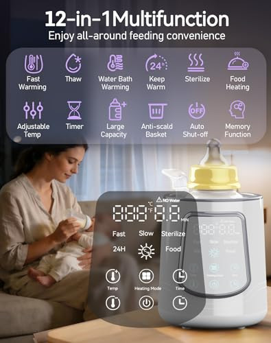 KUMIKIMI 12 IN 1 FAST BABY BOTTLE WARMER CONSTANT TEMP MILK WARMER - GRAY/WHITE