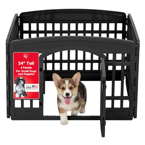 IRIS USA 4-PANEL DOG PLAYPEN PET ENCLOSURE CUSTOM CONFIGURATION, 604E - BLACK New