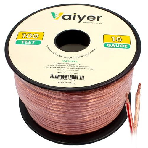 VAIYER 16 GAUGE SPEAKER WIRE CABLE 100 FT 30.48 METER 1.3 MM CCA VRSC16100C BRON