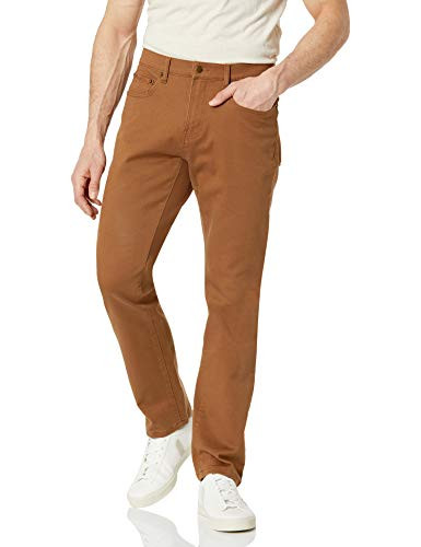 AMAZON ESSENTIALS MEN'S ATHLETIC-FIT STRETCH - SIZE: MEN 35WX30L - DARK KHAKI New