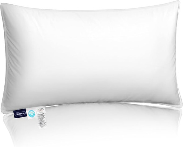 BOPPLEJO GOOSE DOWN PILLOW - LUXURY HOTEL BED PILLOW KING SIZE - WHITE New