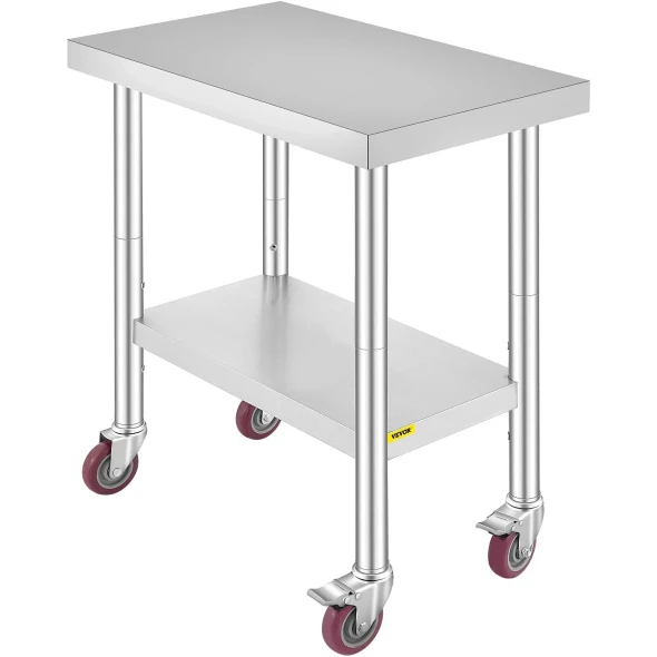 VEVOR STAINLESS WORK TABLE 29.9 X 18.1 X 33.9 IN COMMERCIAL - STAINLESS STEEL