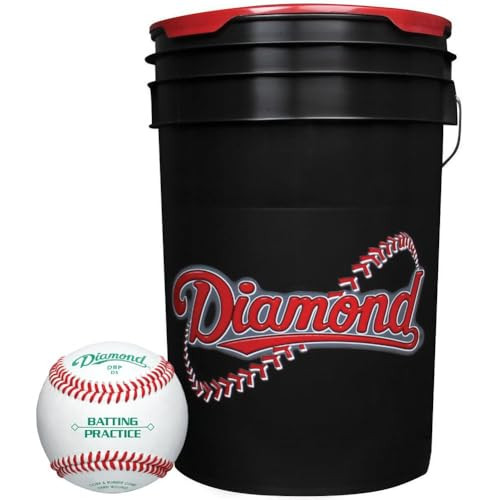 Diamond 6-Gallon Ball Bucket with 30 DBP Baseballs B000QD56Y6 - Black New