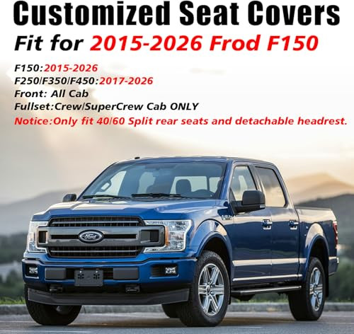 Coverado F150 Car Seat Covers Full Set Leather Waterproof - Blue/Black New