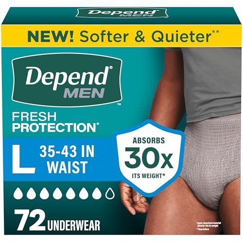 Depend Fresh Protection Adult Diapers, Incontinence, 72 Count (2 Packs of 36) New