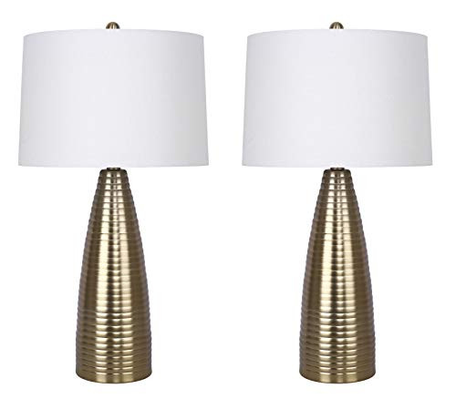 Grandview Maya 27" Metal Table Lamp Set of 2 B07HY5CHYK - Pewter New