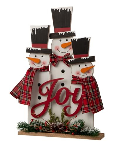 Glitzhome Christmas Table Decor 18 Inches Wood Snowman Ornaments B08GFCZW5P