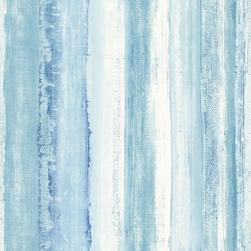 RoomMates RMK9061WP Light Blue Watercolor Stripe Peel and Stick Wallpaper New