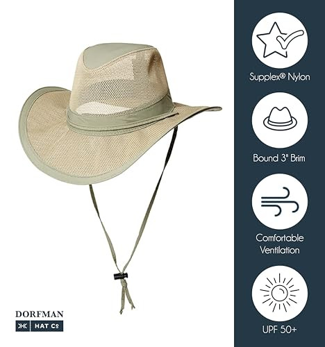 B0B9K74C86 Dorfman Hat Co. Men's Mesh Safari Hat (Charcoal, X-Large) New