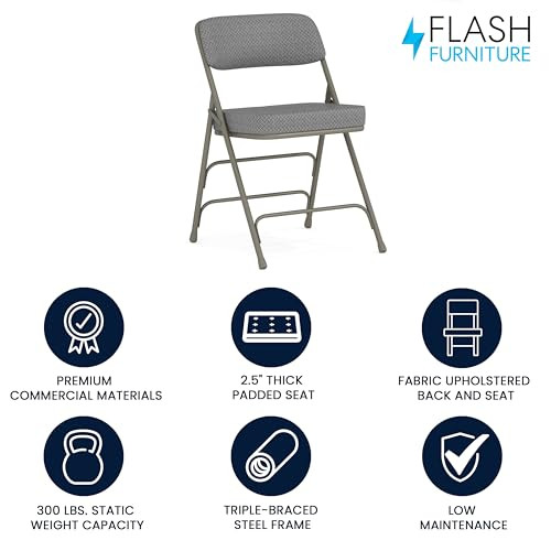 Flash Furniture Hercules Metal Folding Chair Cushioned Seat B006TAOB00 - Gray New