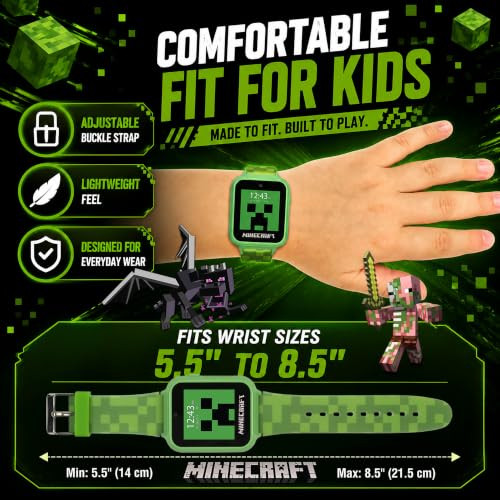Minecraft Kids LED Smartwatch with 10 Creeper and Mob Watch Faces New