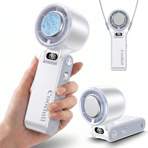 COOLHILL HANDHELD PORTABLE FAN TURBO COOLING 5500MAH 199 SPEEDS 20000 RPM WHITE