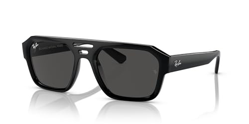 RAY-BAN UNISEX CORRIGAN SQUARE SUNGLASSES - BLACK/DARK GRAY