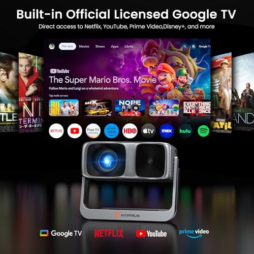 HAPPRUN 2000 ANSI OUTDOOR PROJECTOR GOOGLE TV 4K DECODING HAPPRUN-K7 - GRAY