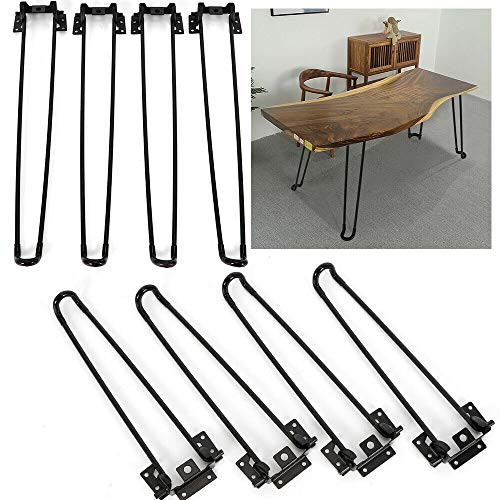 RanBB 13.85" / 18.5" Set of 4 2-Rod Black Solid Hairpin Legs (18.5”) New