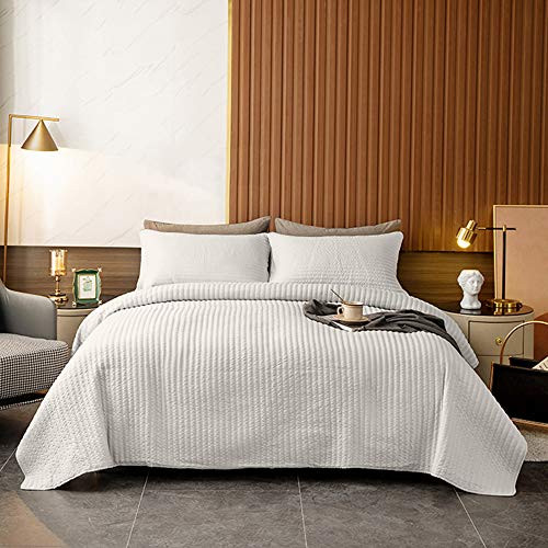 B08DXD4SL1 3-Piece Quilt Sets Shams Straight Line Papyrus Grey Queen New