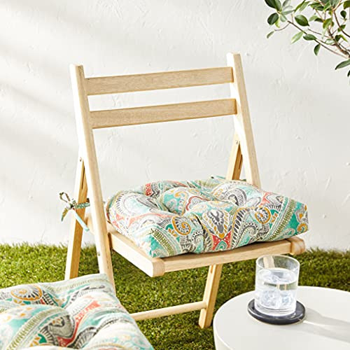 621272 Pillow Perfect Paisley Indoor/Outdoor Chairpad, Reversible, 2 Count