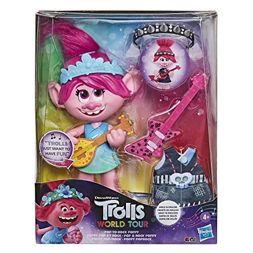 DreamWorks Trolls World Tour Pop-to-Rock Poppy Singing Doll with 2 Looks New