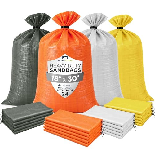KEEP N STORE HEAVY DUTY SAND BAGS PACK OF 6 18x30 inches, 75 Pounds Volume