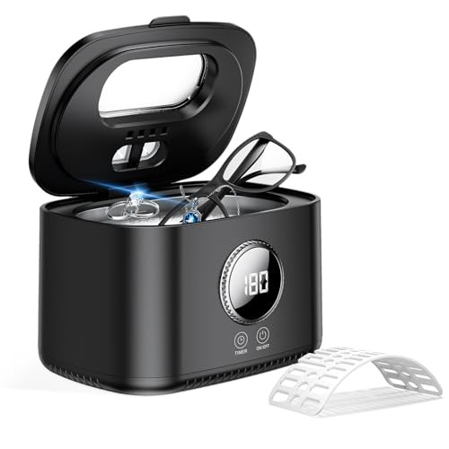 MQOMQO 47KHZ ULTRASONIC JEWELRY CLEANER MACHINE FOR GLASSES LIGHT BLACK