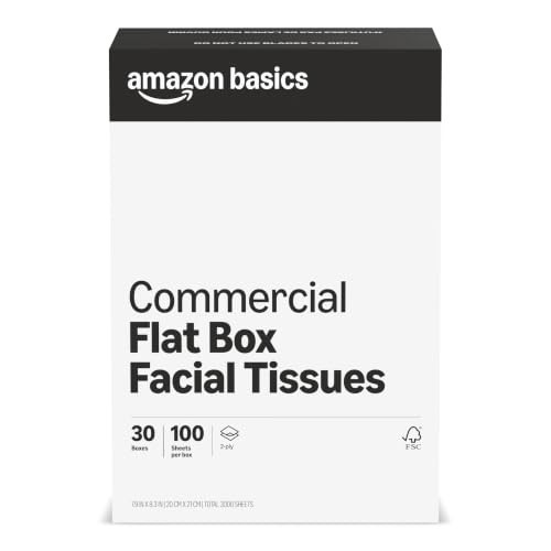 Amazon Basics 2-Ply White Flat Box Tissue Unscented Bulk for Business 3000 Count New