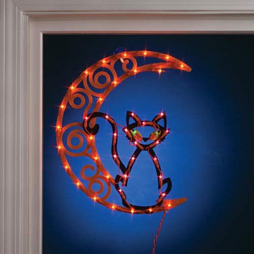 Impact Innovations Halloween Lighted Silhouette 14x17 - Cat on Moon New