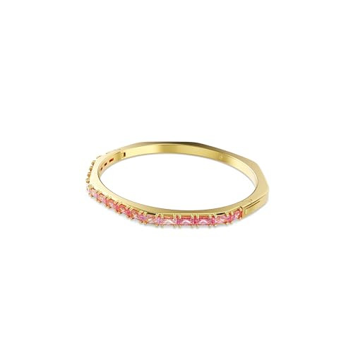 Swarovski Matrix bangle, Baguette cut, Pink, Gold-tone finish