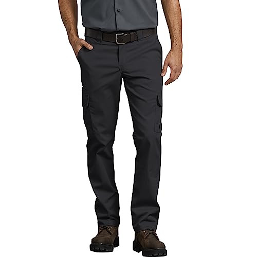 WP594BK Dickies Mens Slim-Straight Stretch-Twill Cargo Pants, Black - 28W x 32L New